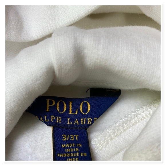 NWT Polo Ralph Lauren Logo Fleece Hoodie Dress White Blue Size 3T - Picture 4 of 6